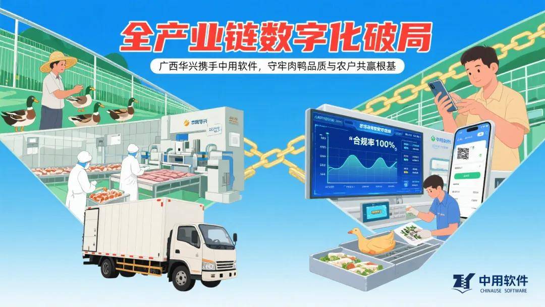 中用软件客户案例 全产业链数字化破局：广西华兴携手中用软件守牢肉鸭品质与农户共赢根基